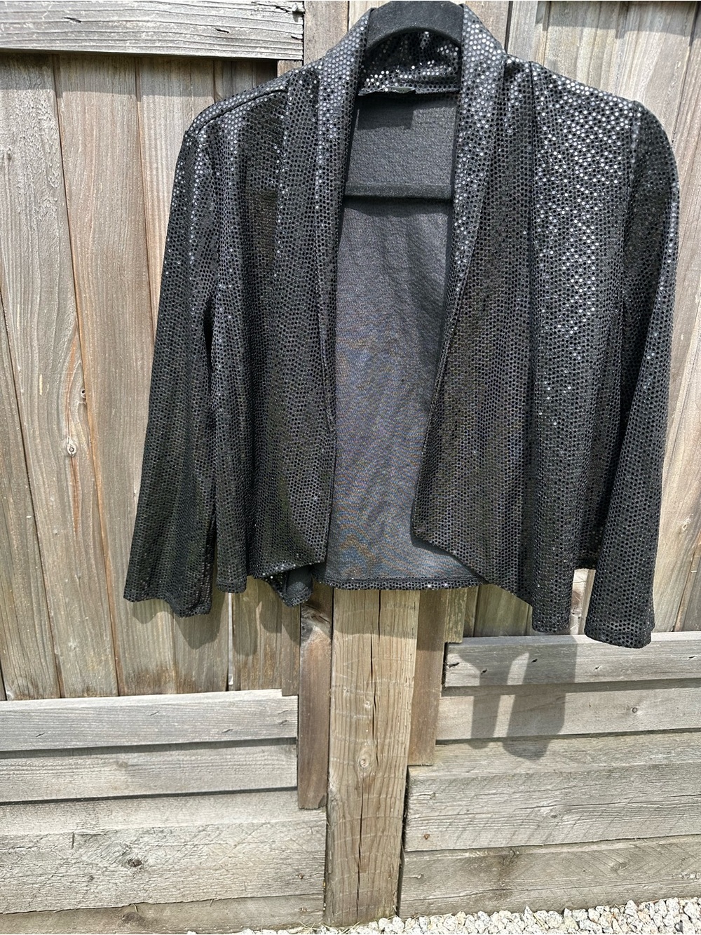 le chateau Black Sequin Open-Front Blazer